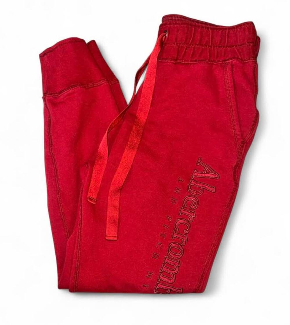 Abercrombie & Fitch Red Soft A&F Embroidered Logo Joggers Sweatpants Women’s M